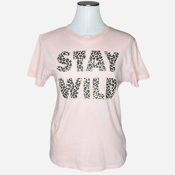 Wildfox Stay Wild Leopard Print Tee Shirt - Picture 1 of 6
